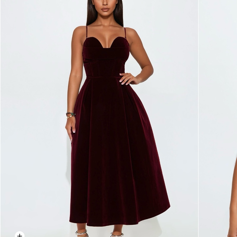 Elegant Burgundy Velvet Dress